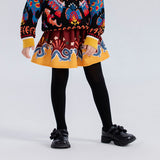 Joyful Dragon Dancing in Cloud Color Contrast Skirt-1 -  NianYi, Chinese Traditional Clothing for Kids
