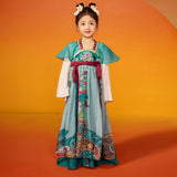 Longlast Joy Chinese Traditional Decorative Art Color Contrast Hanfu Dress-1-color-Late Wave Blue -  NianYi, Chinese Traditional Clothing for Kids
