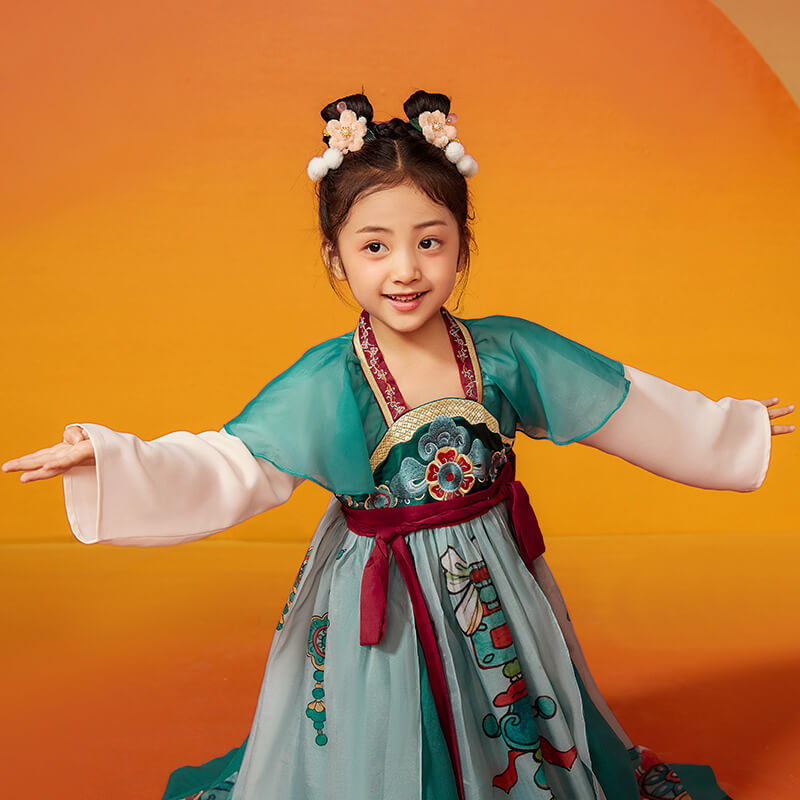 Longlast Joy Chinese Traditional Decorative Art Color Contrast Hanfu Dress-5 -  NianYi, Chinese Traditional Clothing for Kids