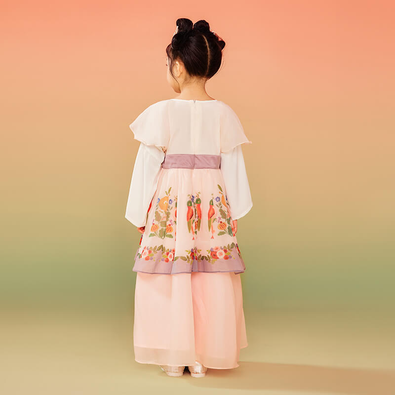 Mesh Sleeves Layered Hanfu Dress-6 -  NianYi, Chinese Traditional Clothing for Kids
