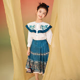 Longlast Joy Chinese Painting Graphics Mamian Pleated Dress-4 -  NianYi, Chinese Traditional Clothing for Kids