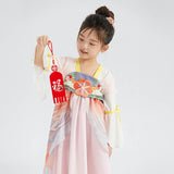 Flare Sleeves Mesh Layered Hanfu Dress-10 -  NianYi, Chinese Traditional Clothing for Kids