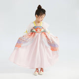 Flare Sleeves Mesh Layered Hanfu Dress for Kids