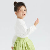Chinese Button Knot Mandarin Collar Lantern Sleeves Shirt-2 -  NianYi, Chinese Traditional Clothing for Kids