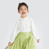 Chinese Button Knot Mandarin Collar Lantern Sleeves Shirt-3 -  NianYi, Chinese Traditional Clothing for Kids