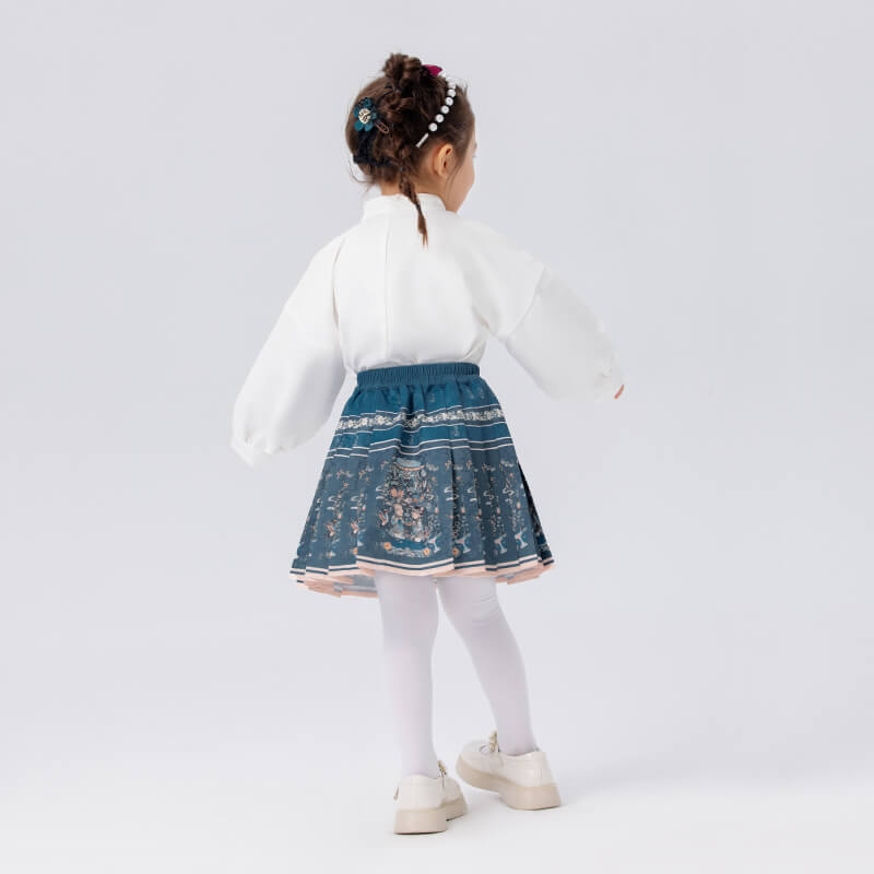 Longlast Joy Chinese Painting Pleated Skirt-11 -  NianYi, Chinese Traditional Clothing for Kids