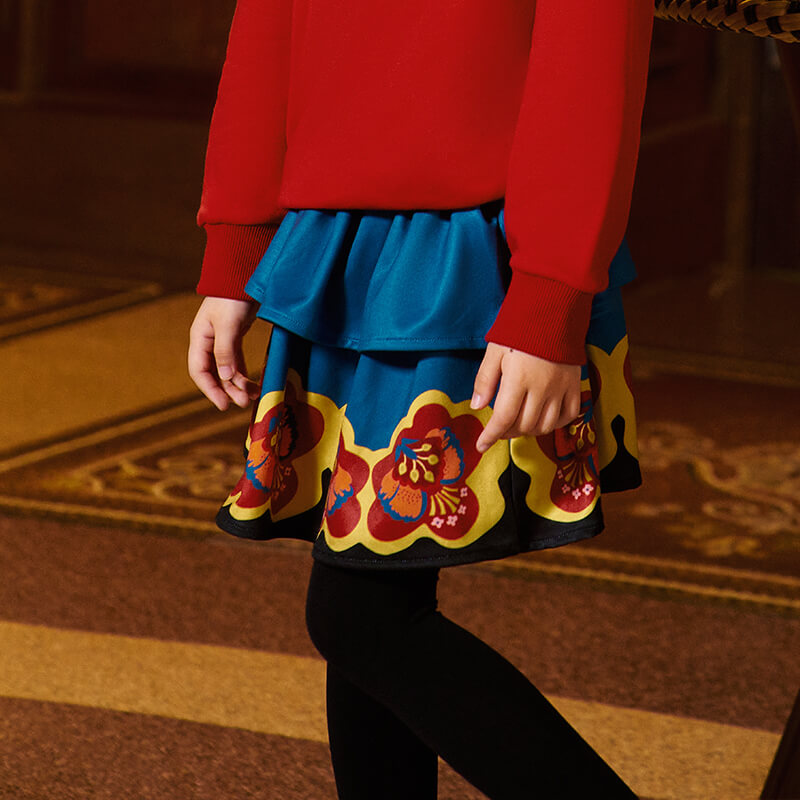 Colorful Bloom Layered Skirt-5 -  NianYi, Chinese Traditional Clothing for Kids