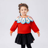 Realistic Bird Folding Pingfeng Style Painting Cloud Collar Color Contrast Pullover Sweatshirt-8 -  NianYi, Chinese Traditional Clothing for Kids