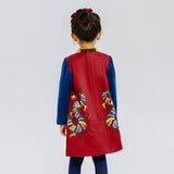Dragon Long Colorblock Dragon Printing Qipao Dress-7 -  NianYi, Chinese Traditional Clothing for Kids