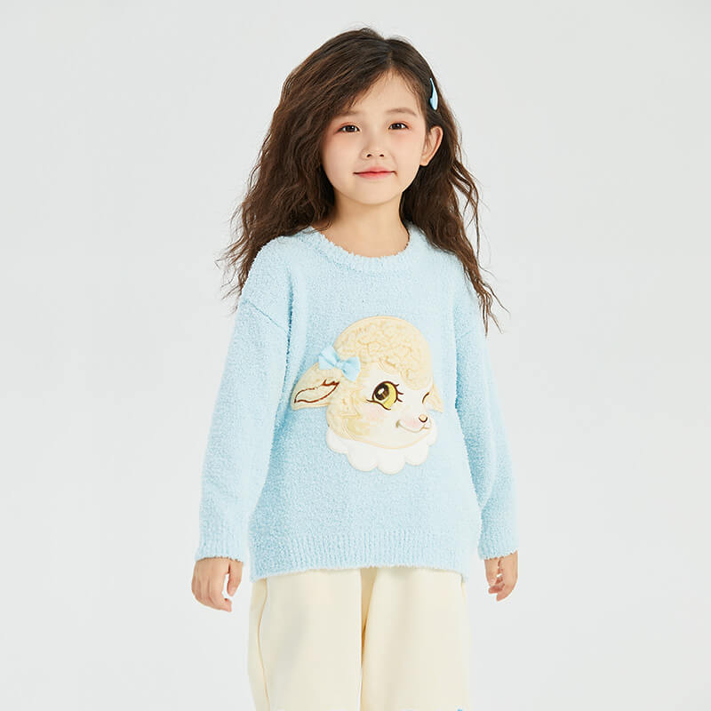 Floral Journey Animal Friends Pullover Sweatshirt-4-color-Cloud Water Blue -  NianYi, Chinese Traditional Clothing for Kids