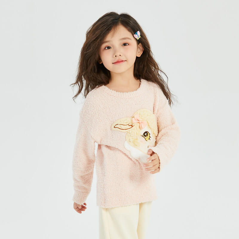 Floral Journey Animal Friends Pullover Sweatshirt-6-color-Pale Crimson -  NianYi, Chinese Traditional Clothing for Kids