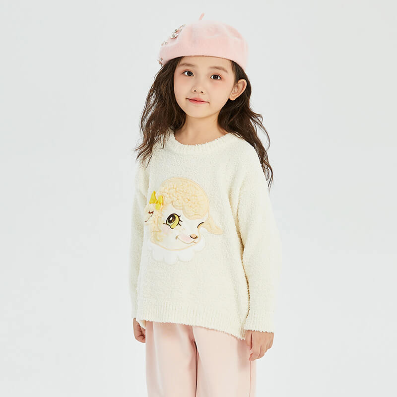 Floral Journey Animal Friends Pullover Sweatshirt-7-color-Fried Beige -  NianYi, Chinese Traditional Clothing for Kids