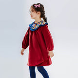 Dragon Long Embroidery Petal Collar Dress-3 -  NianYi, Chinese Traditional Clothing for Kids
