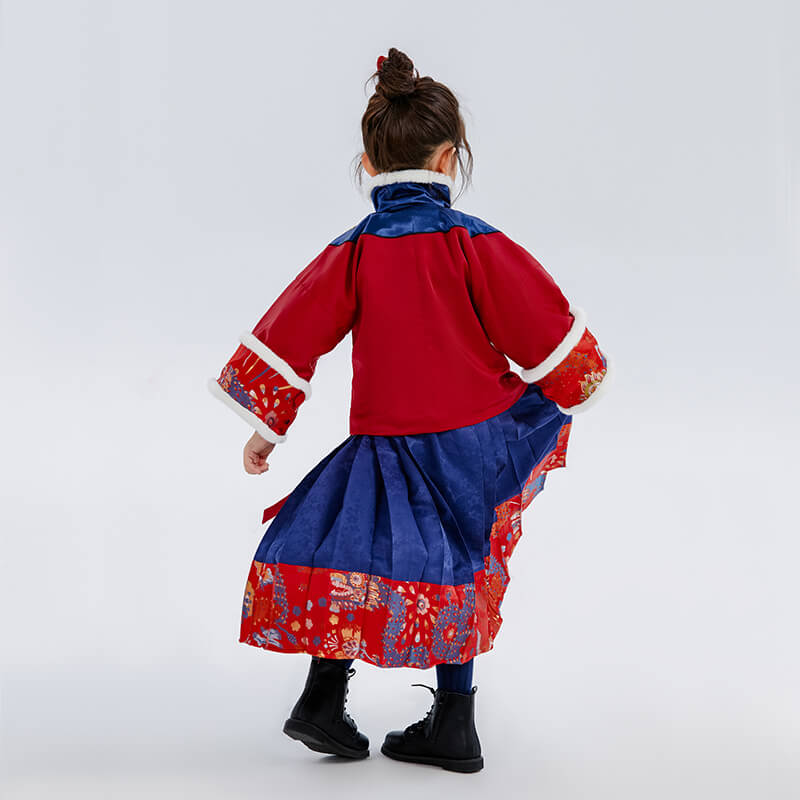 Dragon Long Lurex Dragon Embroidery Fluffy Mamian Dress Set-5 -  NianYi, Chinese Traditional Clothing for Kids