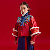 Dragon Long Lurex Dragon Embroidery Fluffy Mamian Dress Set-6 -  NianYi, Chinese Traditional Clothing for Kids
