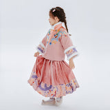Dragon Long Lurex Dragon Embroidery Fluffy Mamian Dress Set-8 -  NianYi, Chinese Traditional Clothing for Kids