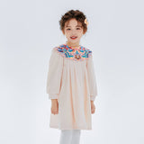 Dragon Long Embroidery Cloude Collar Dress-6-color-Pale Crimson -  NianYi, Chinese Traditional Clothing for Kids