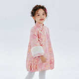 Dragon Long Lurex Embroidery Fluffy Qipao Dress-1 -  NianYi, Chinese Traditional Clothing for Kids