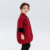 Dragon Long Lurex Embroidery Fluffy Qipao Dress-3 -  NianYi, Chinese Traditional Clothing for Kids