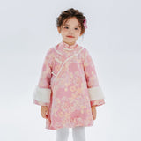 Dragon Long Lurex Embroidery Fluffy Qipao Dress-6 -  NianYi, Chinese Traditional Clothing for Kids