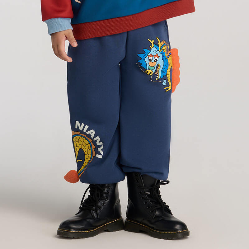 Dragon Long  Lantern Pant-5-color Glaze Blue -  NianYi, Chinese Traditional Clothing for Kids