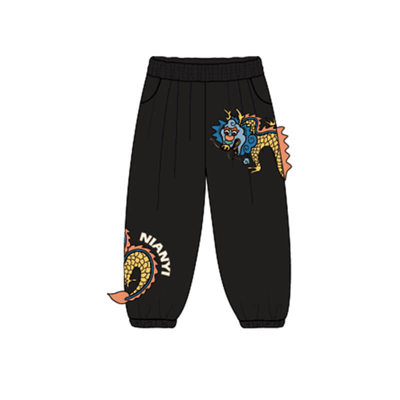 Dragon Long  Lantern Pant-9-color WBG Feldspar Black -  NianYi, Chinese Traditional Clothing for Kids