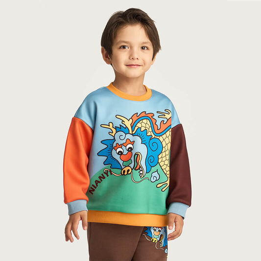 Incredible Beasts Dragon Long Funny Sweatshirt-2-color-Briar Orange -  NianYi, Chinese Traditional Clothing for Kids