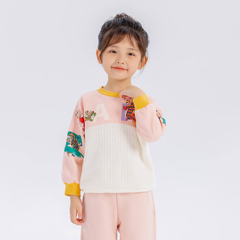 Dragon Long Colorblock Dragon with NianYi Pullover Sweatshirt-8 -  NianYi, Chinese Traditional Clothing for Kids