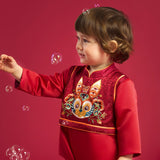 Lucky Bunny Chinese Style Long Sleeve Baby Bodysuit-3 -  NianYi, Chinese Traditional Clothing for Kids