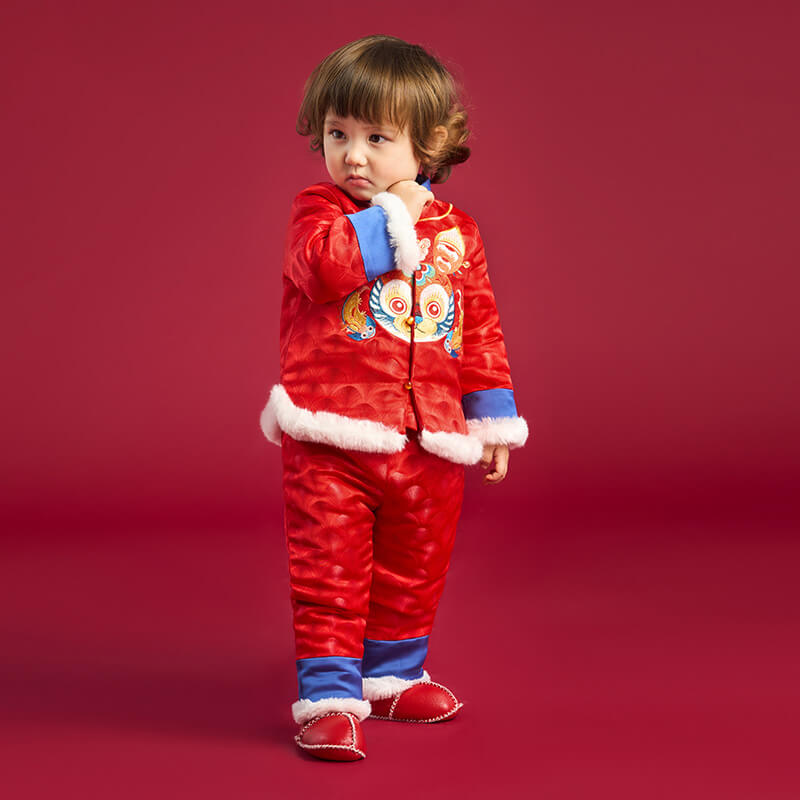 Lucky Bunny Chinese Baby Suit-1-NianYi Red -  NianYi, Chinese Traditional Clothing for Kids