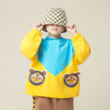 Color Block Hoodie-2-color-Glaze Blue -  NianYi, Chinese Traditional Clothing for Kids