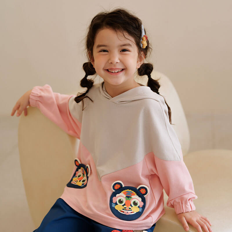 Color Block Hoodie-6 -  NianYi, Chinese Traditional Clothing for Kids