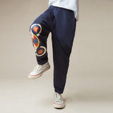 Traditional Tiger Head Print Pants-3-color-Yan Qin Blue -  NianYi, Chinese Traditional Clothing for Kids