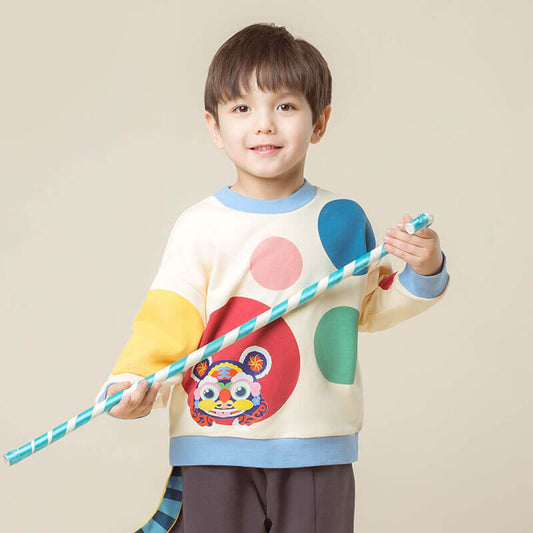 Polka Dots Sweatshirt-1-color-Fried Beige -  NianYi, Chinese Traditional Clothing for Kids