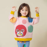 Polka Dots Sweatshirt-3-color-Peony Pink -  NianYi, Chinese Traditional Clothing for Kids