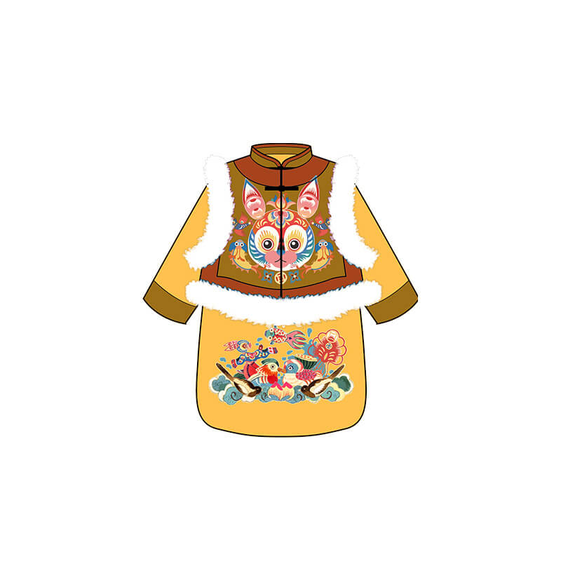 Lucky Bunny Magua Set-12-color-WBG-NianYi Gold -  NianYi, Chinese Traditional Clothing for Kids