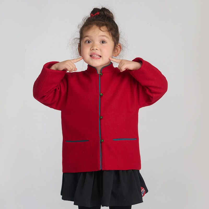 Happy Joy Chinese Jacket-2-color NianYi Red -  NianYi, Chinese Traditional Clothing for Kids