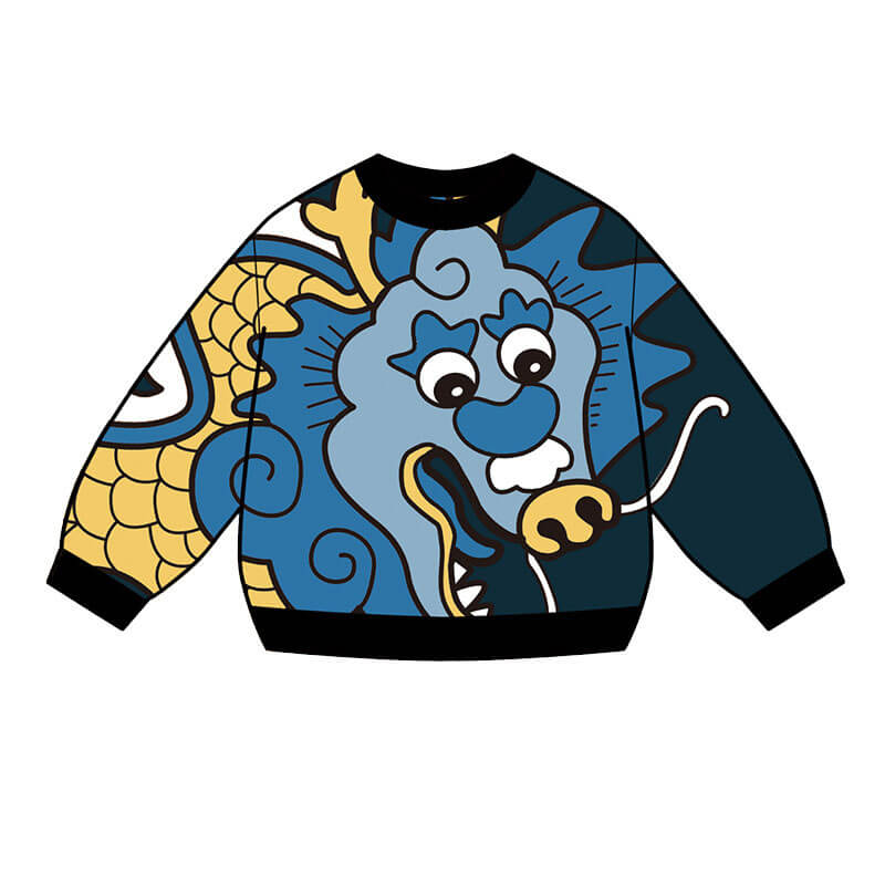 Incredible Beast Dragon Long Sweater-8-color-WBG-Yan Qin Blue -  NianYi, Chinese Traditional Clothing for Kids