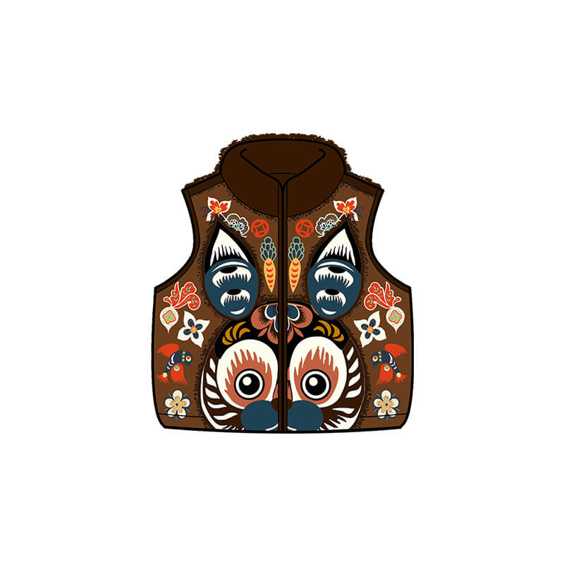 Zipped Lucky Bunny Head Vest-11-color-WBG-Mountain Brown -  NianYi, Chinese Traditional Clothing for Kids
