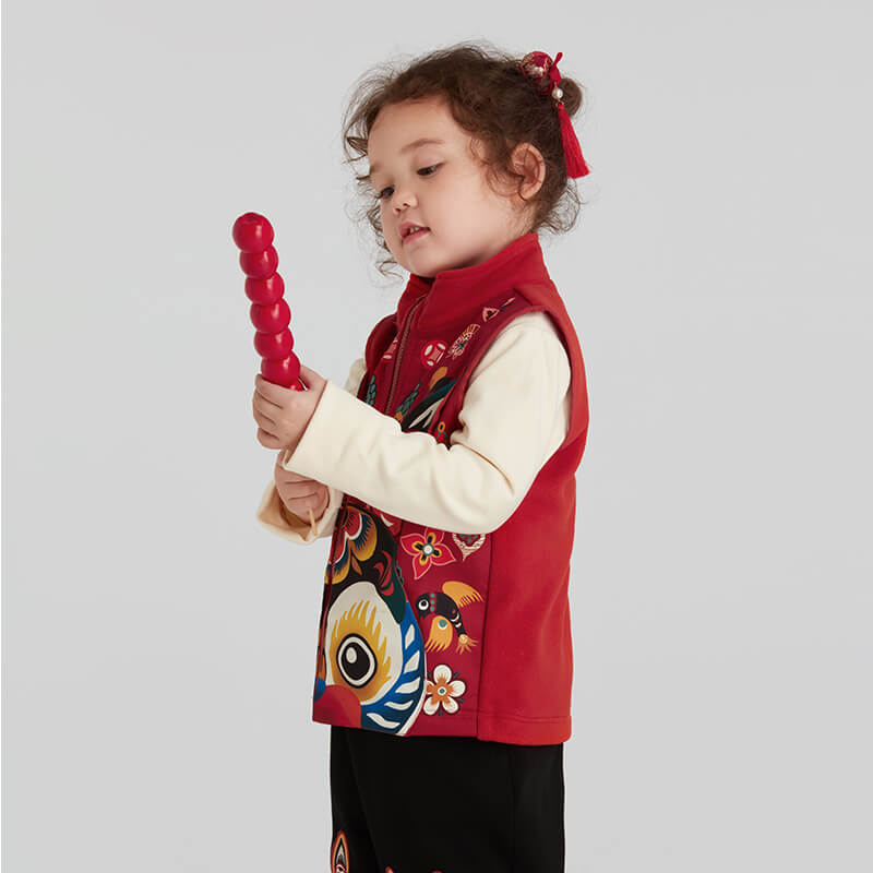 Zipped Lucky Bunny Head Vest-2 -  NianYi, Chinese Traditional Clothing for Kids