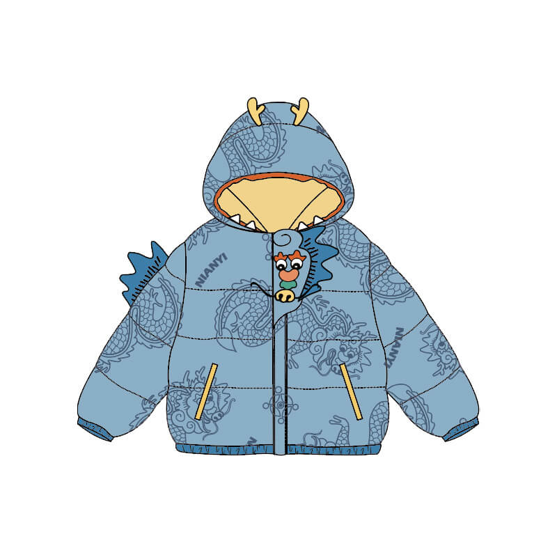 Lucky Bunny Style Puffer Jacket-14-color WBG Star Blue -  NianYi, Chinese Traditional Clothing for Kids