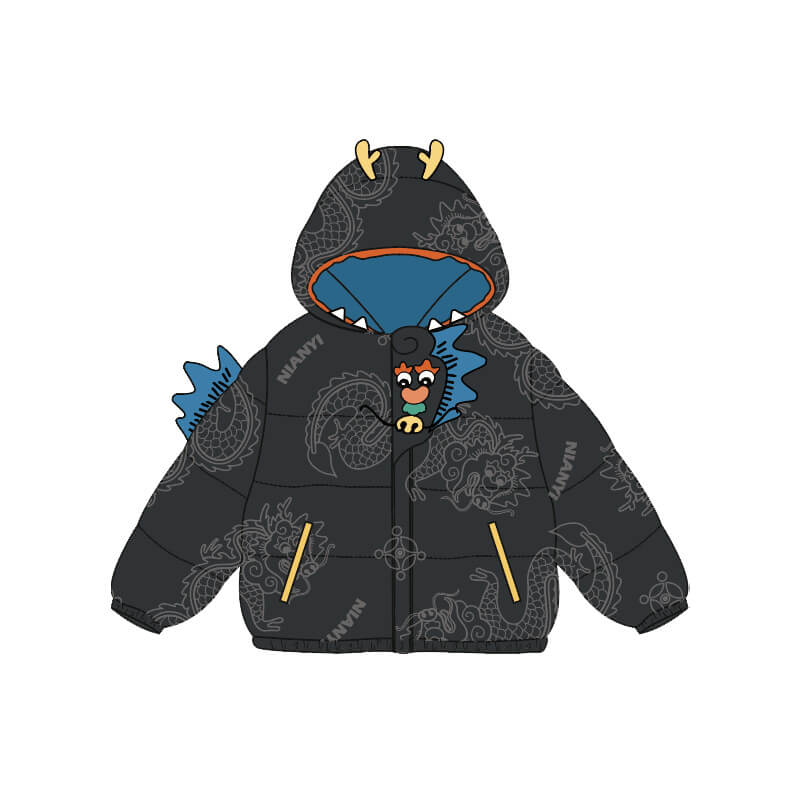 Lucky Bunny Style Puffer Jacket-17-color WBG Feldspar Black -  NianYi, Chinese Traditional Clothing for Kids