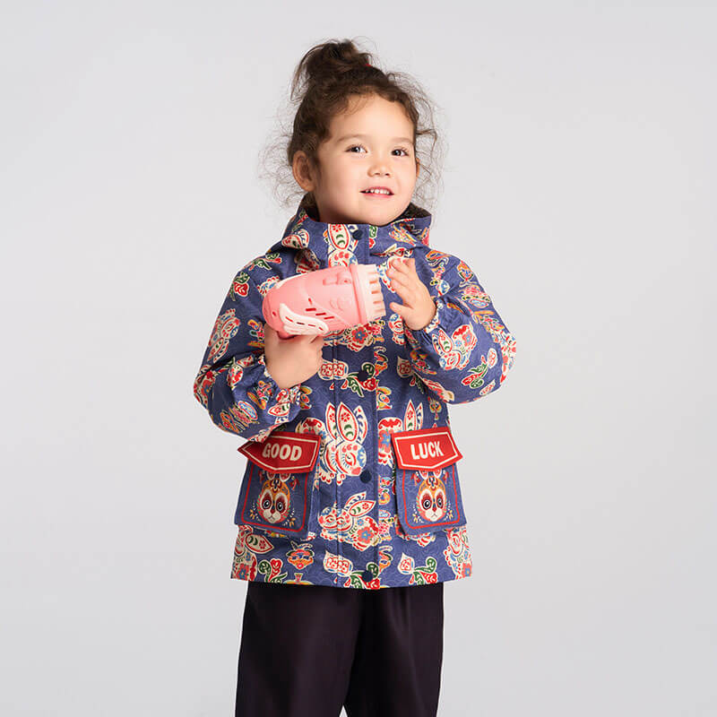 Printed Luck Bunny Coat-4 -  NianYi, Chinese Traditional Clothing for Kids