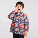 Printed Luck Bunny Coat-8-color Dark Blue -  NianYi, Chinese Traditional Clothing for Kids