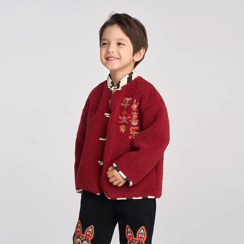 Happy Joy Fleece Tang Suit Coat-2 -  NianYi, Chinese Traditional Clothing for Kids