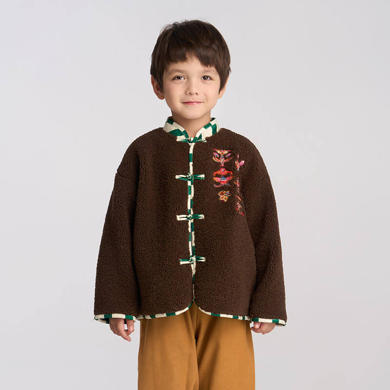 Happy Joy Fleece Tang Suit Coat-4 -  NianYi, Chinese Traditional Clothing for Kids