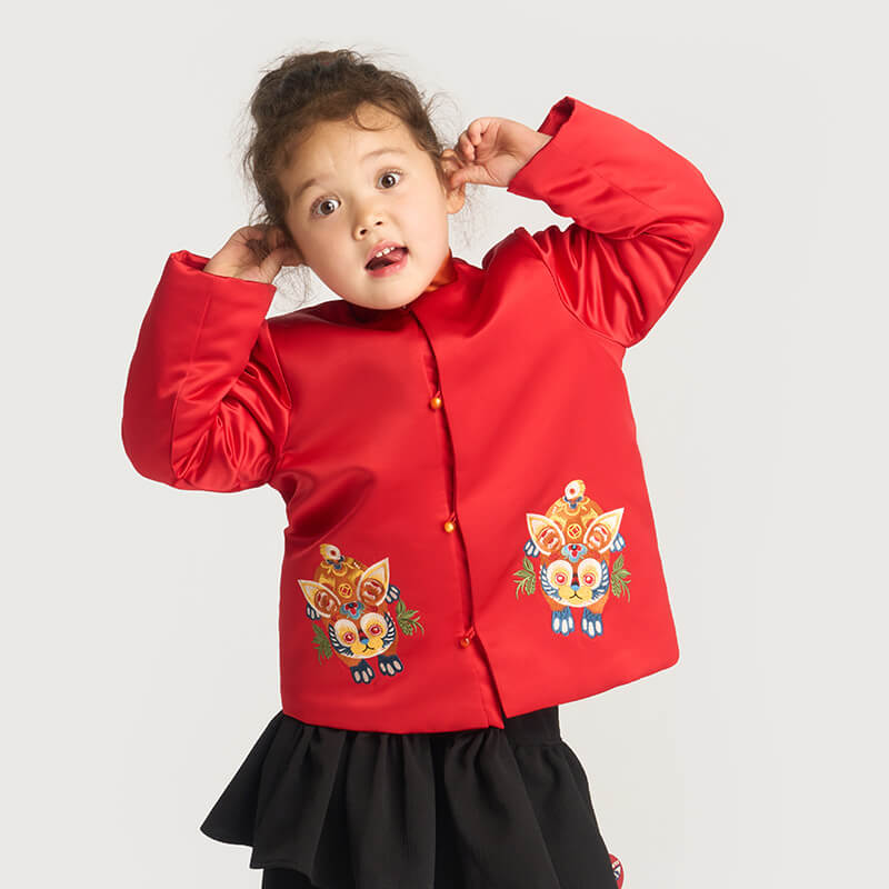 Lucky Bunny Tang Suit Coat-3-color-Aster Red -  NianYi, Chinese Traditional Clothing for Kids