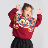 Lucky Bunny Cloud Sweatshirt-5-color-NianYi Red -  NianYi, Chinese Traditional Clothing for Kids