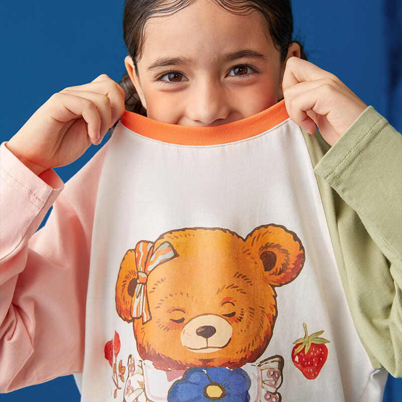 Bear Explorer Color Block Raglan Tee-58 -  NianYi, Chinese Traditional Clothing for Kids
