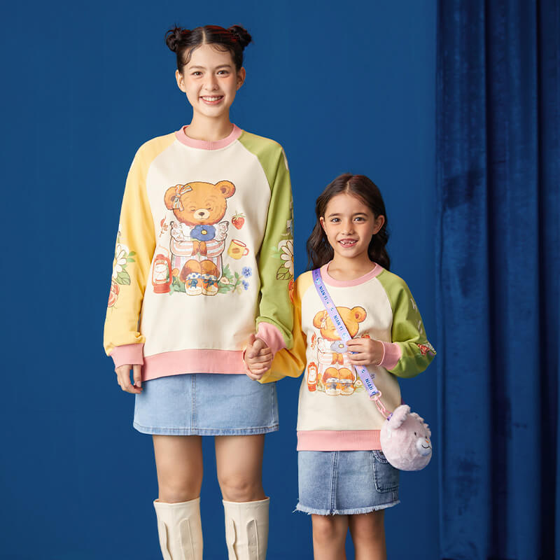 Bear Explorer Color Block Raglan Sweatshirt-1 -  NianYi, Chinese Traditional Clothing for Kids